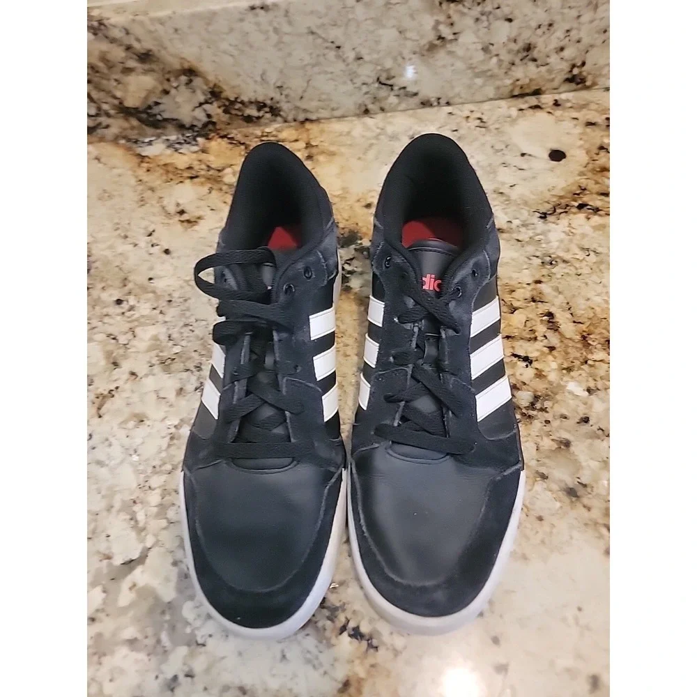 Adidas NEO Mens Size 11.5 Black/Red White Leather Skateboard Shoes - HVA039001